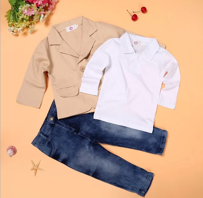 Abiti Neonati Camicia Jeans 3 Pezzi Abiti Da Uomo Bambini Set