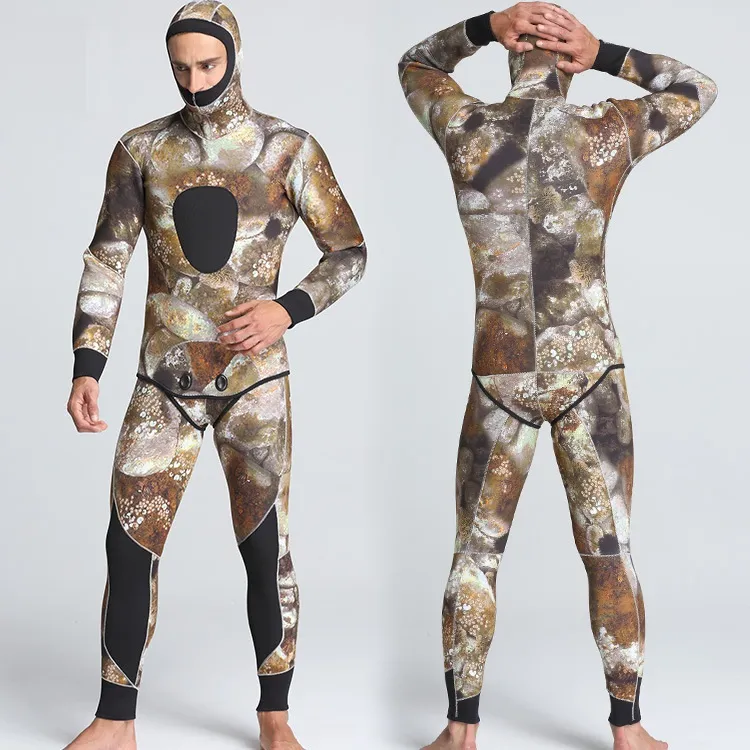 5 mm SCR Wetsuit Men039S mimetico muta invernale muta inverno abbigliamento da snorkeling 2 pecec uno set size S2XL6908275