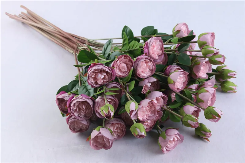 Emulational Silk Flower 5 Cabeça Rose Flores Para Casa Decoração Do Partido Decoração de Casamento Flores Artificiales