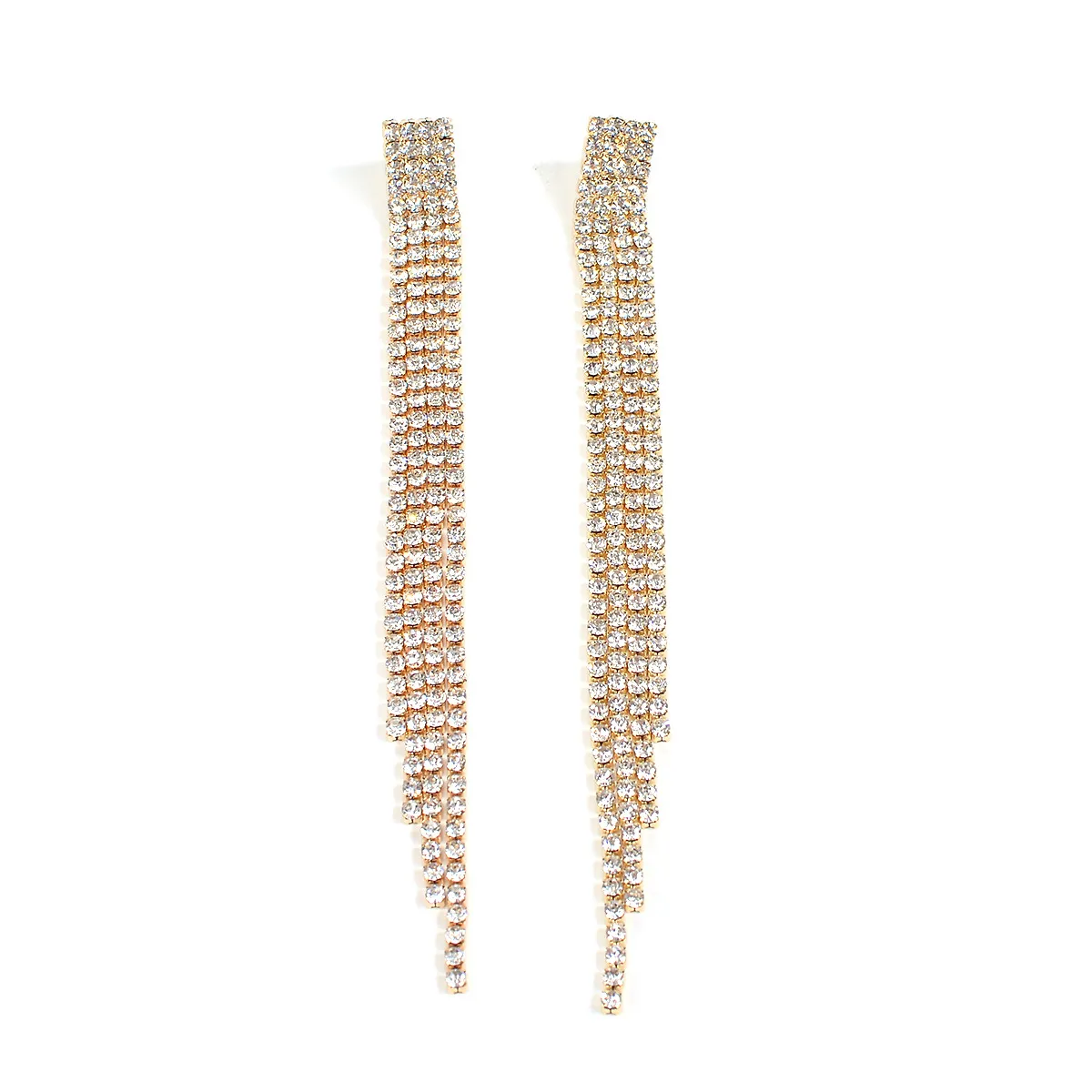 Brand Crystal Statement stud earrings for women fashion jewelry Rhinestone Tassel chains pendant earring Silver brincos