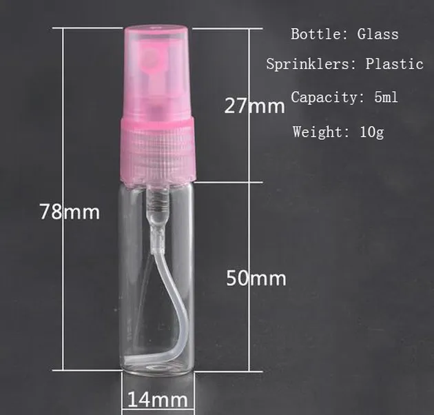 Fabrieksprijs 5 ml mini-verbazingwekkende glazen navulbare lege parfum buis verstuiver pomp flessen fles spuitspuit