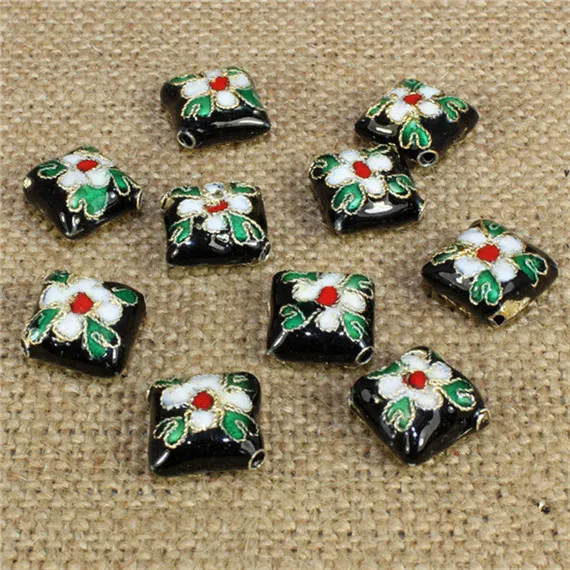 15mm Würfel Cloisonne Perlen Multi Farben Filigran Silber Blau Spacer Lose Perlen Für DIY Schmuck Armband Handwerk Charms Cloisonne Perlen