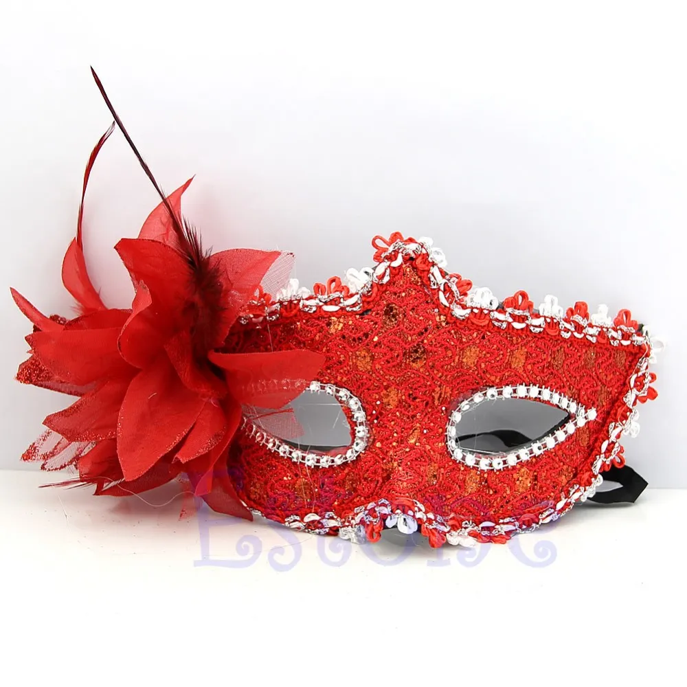 Novidade sexy renda veneziana baile de penas máscara de baile paillette flor festa máscaras para os olhos