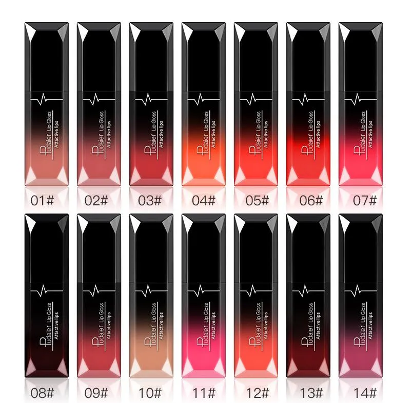 PUDAIER Waterproof Matte Velvet Glossy Lip Gloss Lipstick Lip Balm Sexy Red Lip Tint Women Fashion Makeup Gift