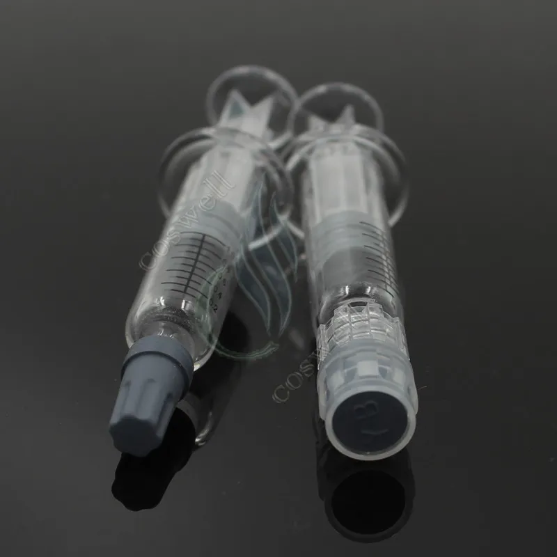 1ML Luer Lock Pyrex Syringe Glass tip head injector for thick Co2 Oil Cartridges Tank Clear Color BUD touch e cigs cigarettes atomizers DHL