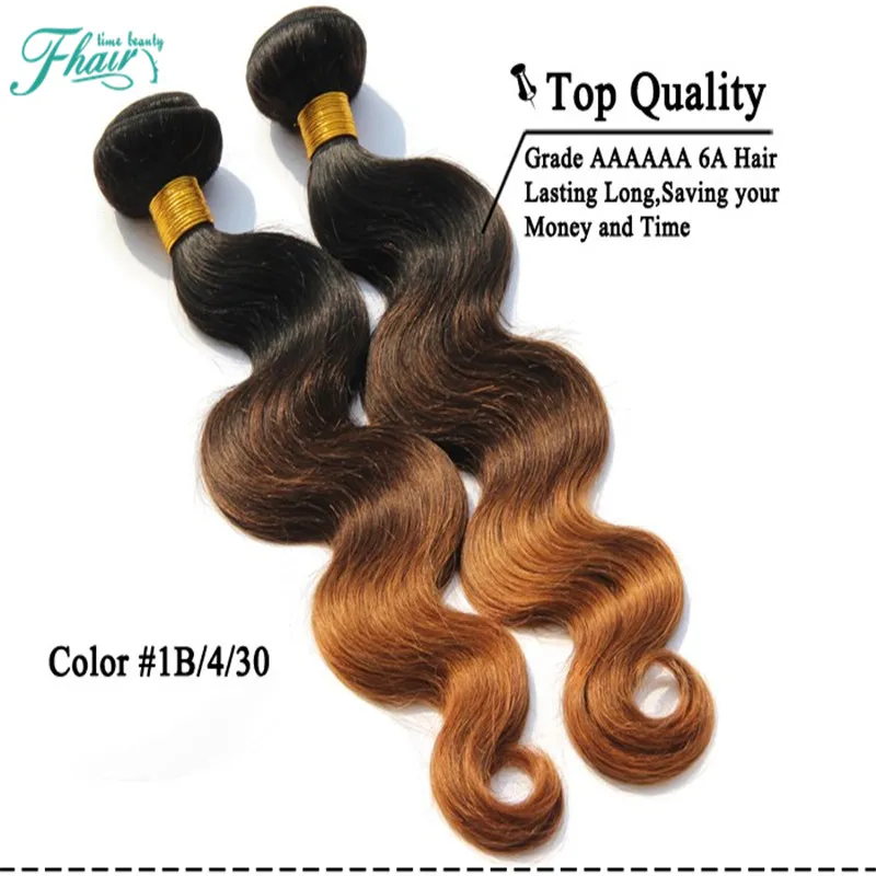 Indiskt hår 3 buntar 1b 4 30 Tre Ton Ombre Hair Weave Raw Indian Human Hair Ombre Body Wave Tissage Ombre Mänskligt Hår