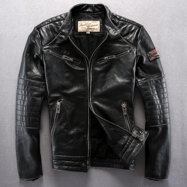 Rock motorcycle jackets AVIREXFLY flight leather jacket vintage black jackets Locomotive jackets