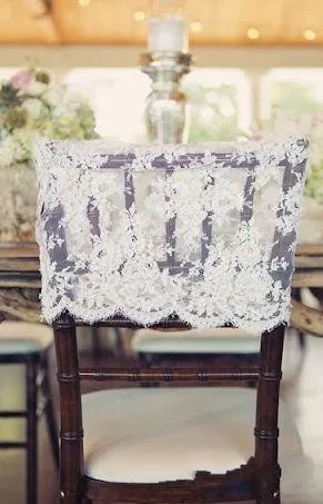 في المخزون 2017 العاج الدانتيل كرسي يغطي خمر رومانسية كرسي الزنانير أزياء جميلة زينة الزفاف 02