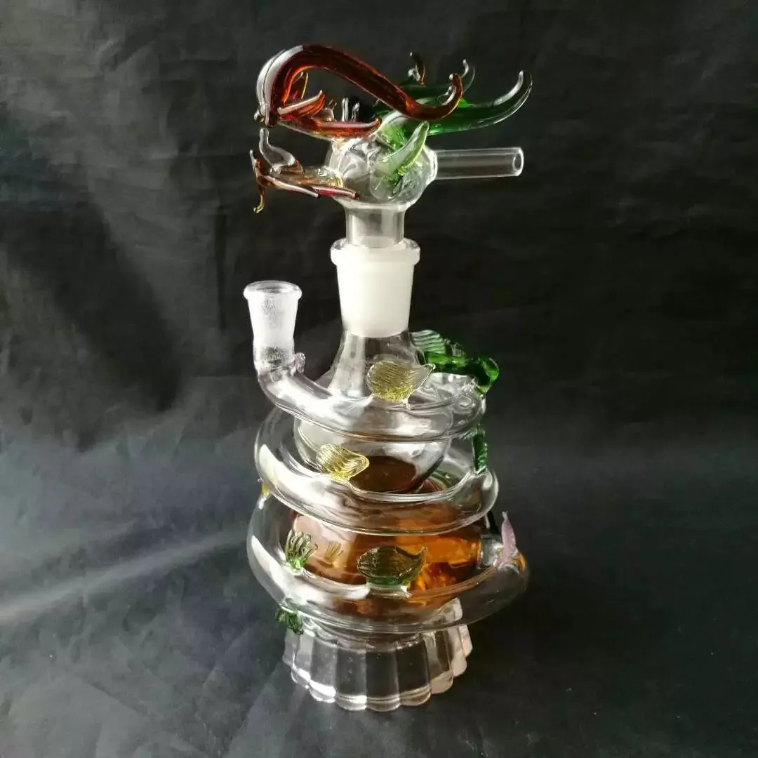 Round Dish Dragon Water Hookah, Partihandel Glas Bongs, Oljebrännare Glas Vattenrör, Rökrör Tillbehör