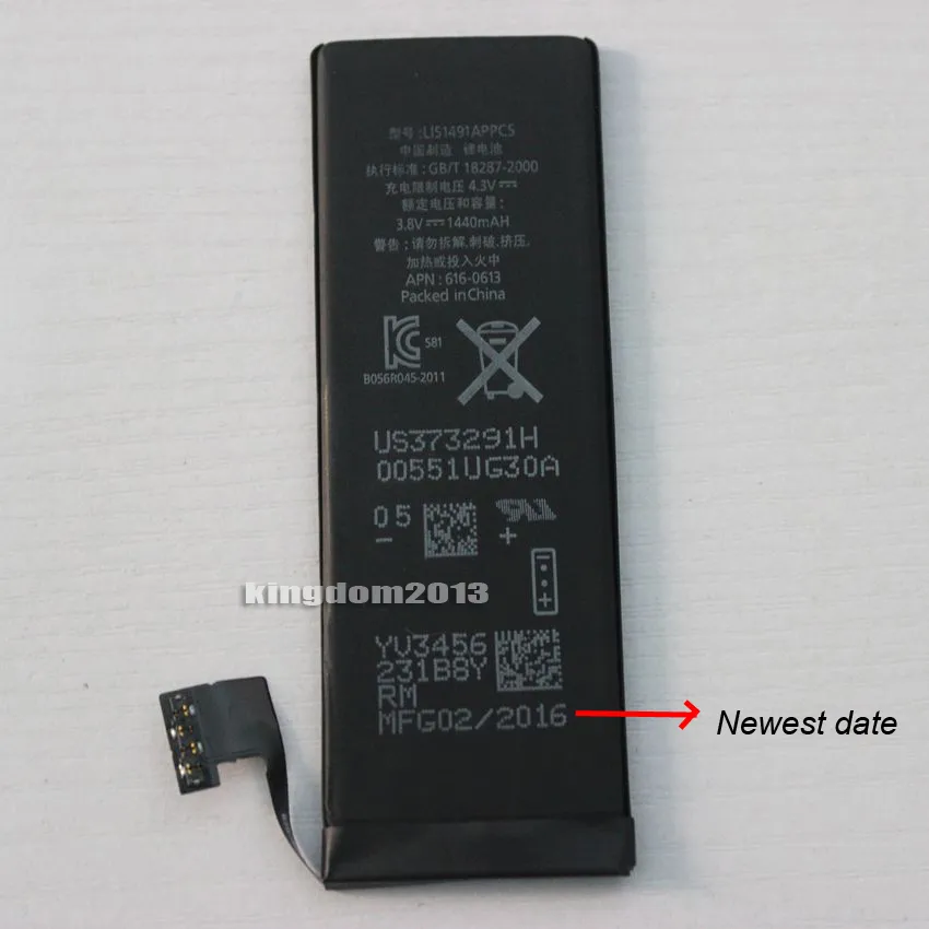 Meilleure qualité 2016 nouvelle date batterie de remplacement de téléphone portable pour iphone 5