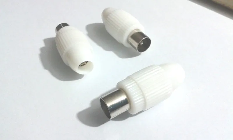 white Antenna CATV Cable Male Connector plug RF adapter connector