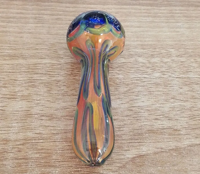 Bellissimo design Bong in vetro a forma di cucchiaio a forma di tubo a secco Tubi in vetro Tabacco colorato Pipa in vetro con maniglia con peso di 57 g