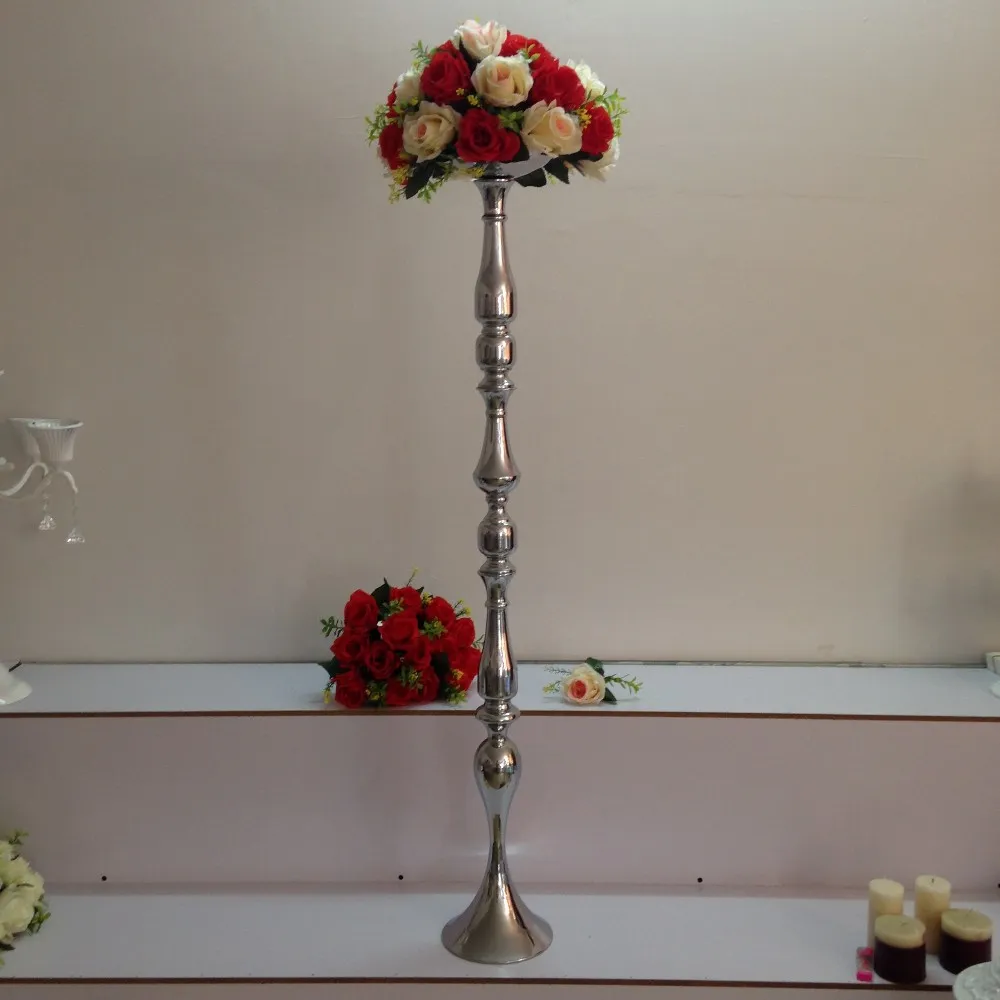 Partihandel Bröllop Blomma Bollhållare Bröllop Road Bly Wedding Centerpiece Metal Stand High Tall T Steg dekor (120 cm)