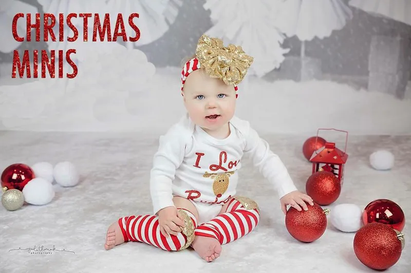 Mode Weihnachten Anzug Kinder Neugeborene Baby Mädchen Kleidung Set Langarm Deer Strampler + Bein Wärmer + Stirnband Weihnachten Outfits set Baby Mädchen Kleidung