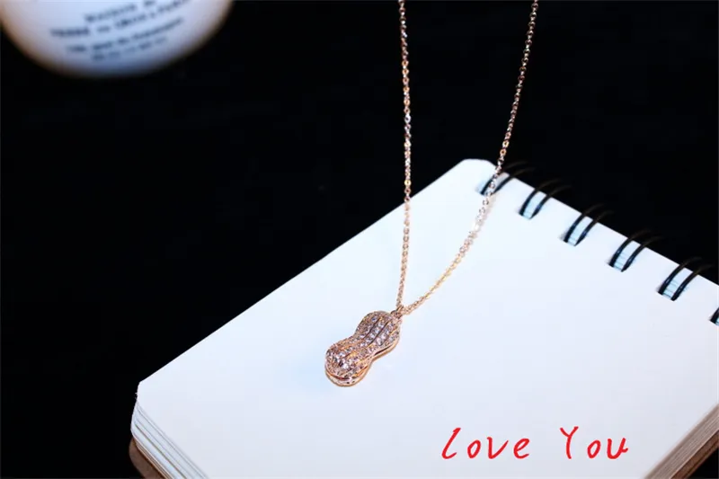 Korean Pearl peanut Pendant Necklace Vintage Rose Gold Plated Necklace for Women Party Fashion Choker Necklace Collar Costume Jewelry Access