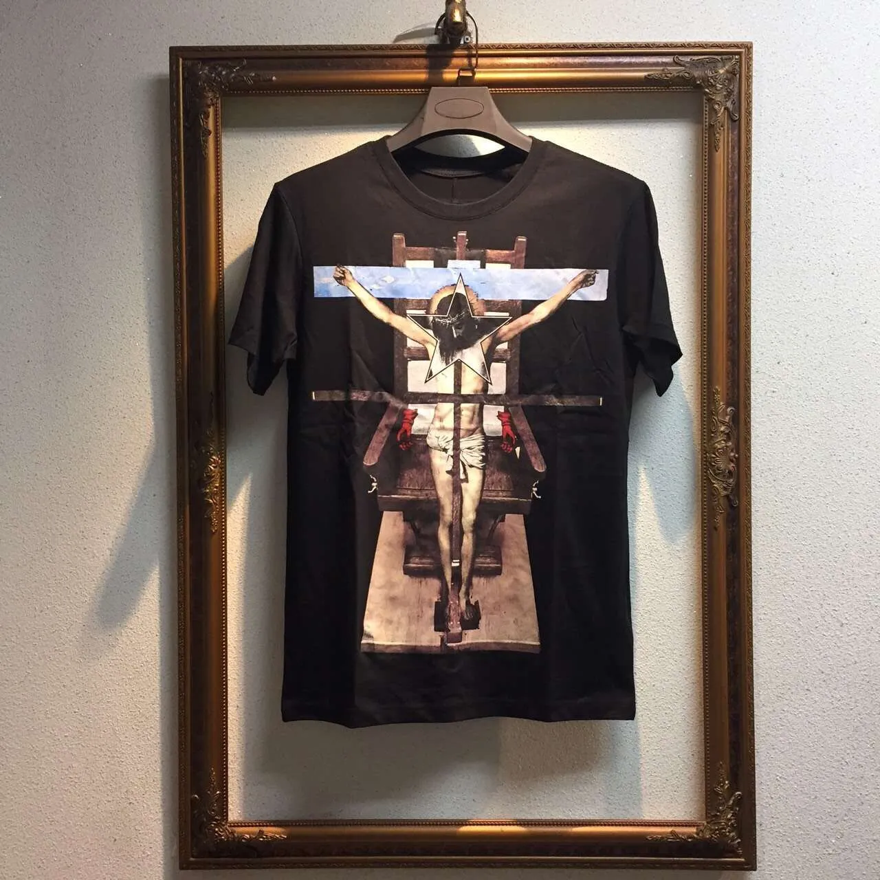 2016 Men's Fashion The cross Jesus printing Casual short-sleeved men t-shirt brand Men t-shirt ,Cotton High Quality clothing