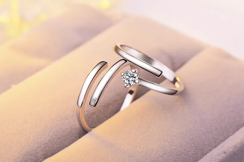 12 stijlen luxe sterling zilveren trouwringen vrouwen en mannen engagement cz edelsteen open ringen voor paar belofte mode-sieraden