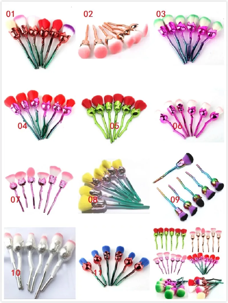 Nouveau kit de brosse de maquillage de fleur de rose kit de brosse de fard à paupières de brosse de kit / set 11 styles en stock