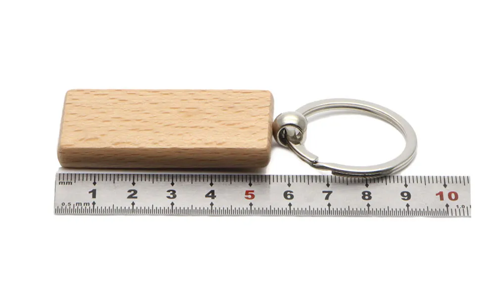 Niestandardowy spersonalizowany breloczek drewniany prostokąt pierścień 2,25 '' * 1,25 '' KW01C Drop Shipping