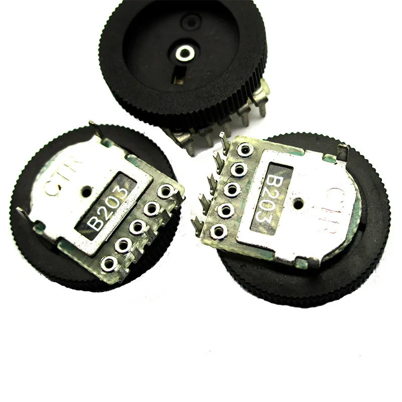 Turbo Gear Potentiometer B203 20K Dubbel Volymkontrollratten till 5 fot 16mmx2,8mm