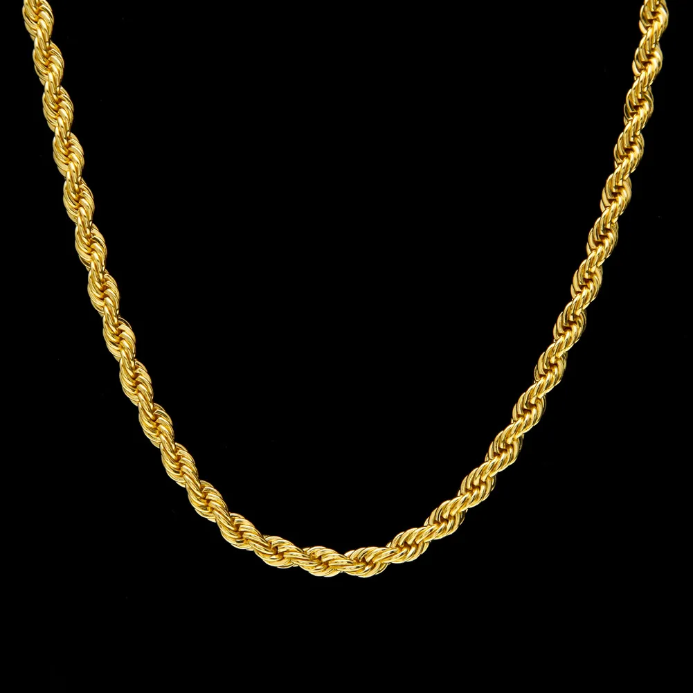 6 5mm Dikke 75 cm Lange Touw ed Ketting Goud Verzilverd Hiphop Zware Ketting Voor mannen vrouwen319f