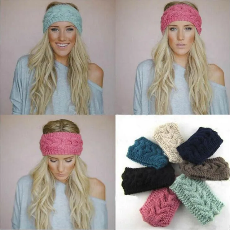 Crochet Headband 31 Färger Wool Crochet Headband Sticka Hårband Vinter Varma Headbands Flickor Headwrap Ear Muffs LJJA677