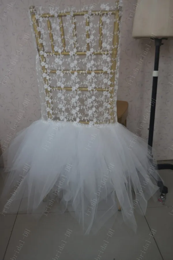 2016 Custom Made Tule Lace Chair Covers Romantic Mooie Stoel Sjerpen Goedkope Bruiloft Stoel Decoraties 017