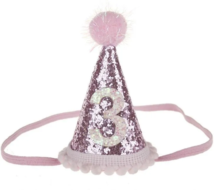 Baby-netter 1/2/3 Geburtstags-Party-Hüte Dot mit Hairball Cap-Babyparty-Geburtstags-Party-Foto-Props Kinder Partydekoration
