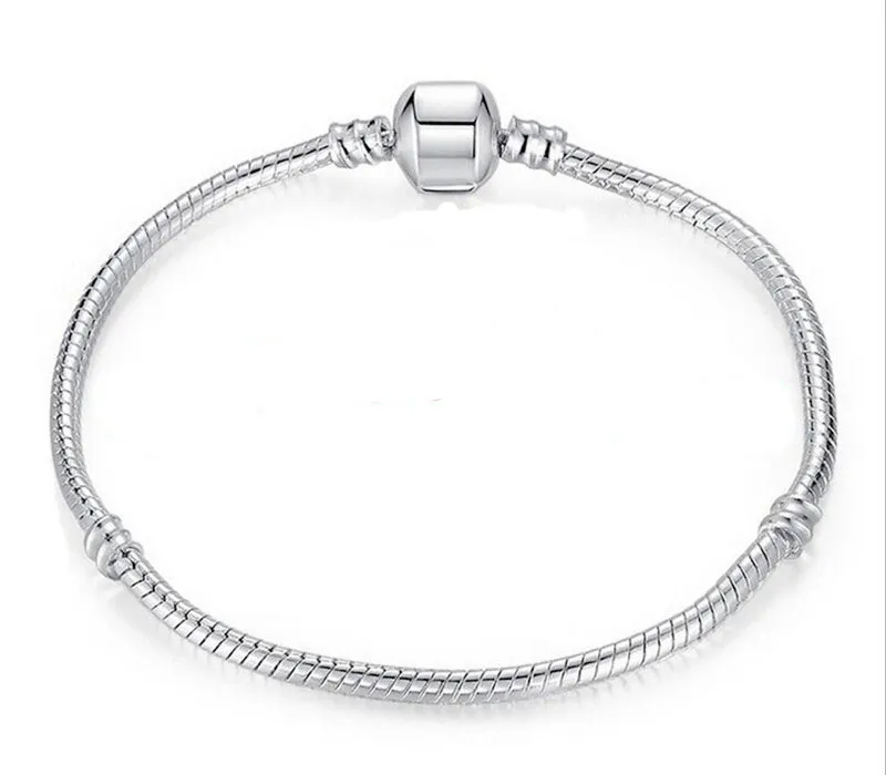 High quality Silver Plated Bracelet & Bangle Snake Chain with Barrel Clasp Fit  women bracelets pulseras