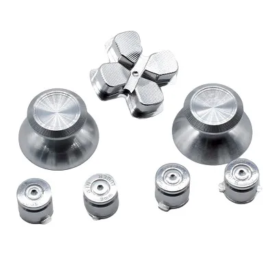 Bouton ABXY en Métal en Aluminium + Poignées de Pieds + D-Pad en Chrome pour PS4 DualShock 4 Boutons de Remplacement du Contrôleur Mod