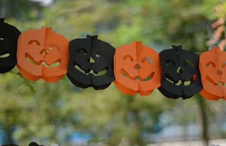 Creepy Halloween Garland Banner Binting Bat Bat Pumpkin Ghosts Spider Party Decorations Party Nightclub Bar Bandiere di carta DECIT 118inch8837682