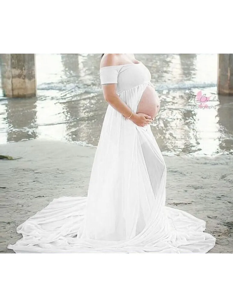 妊娠中の女性の写真撮影服のための優雅なマタニティ写真の小道具の妊娠の服マタニティドレス