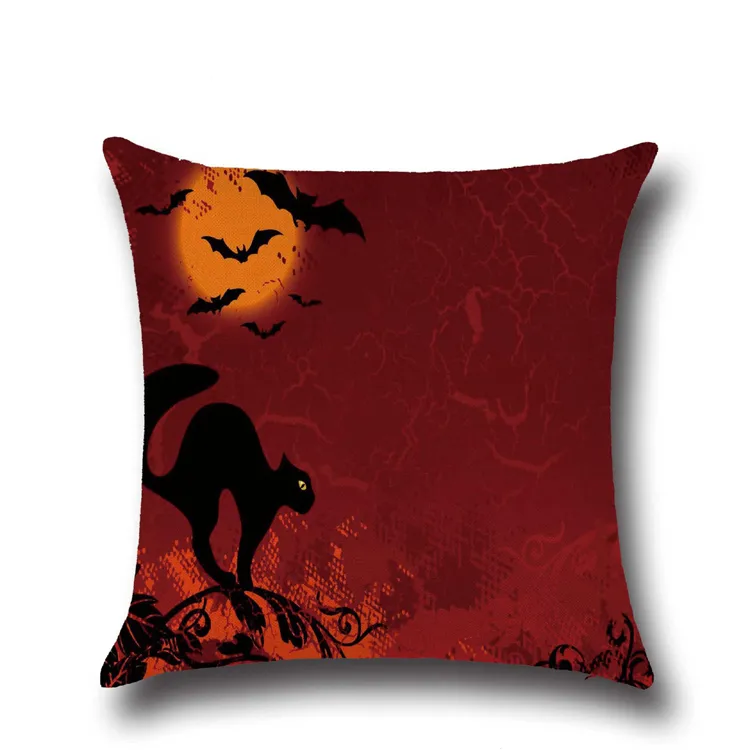 Skräckmönster Halloween Thriller Cat Pillow Cases Halloween Kostym Superstore Linne Kuddehölje Hem Dekorativ kuddefodral Gift Ylcm