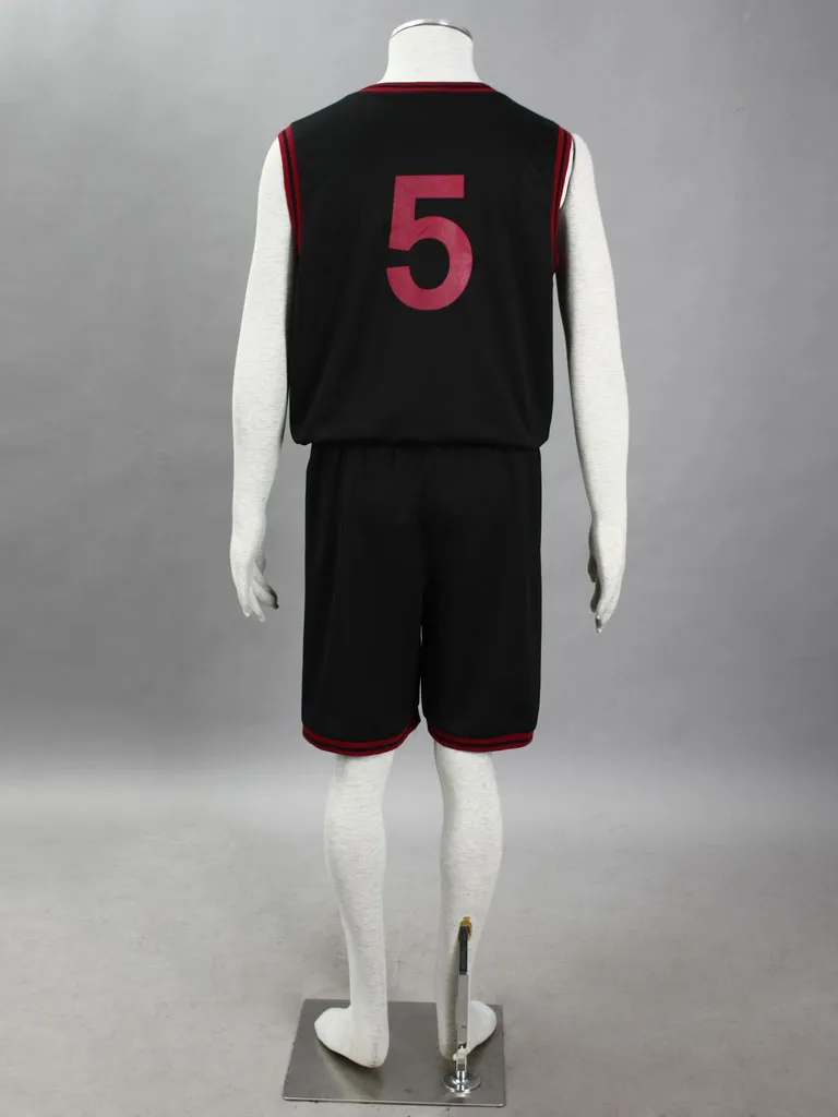 Jersey de basquete de alta qualidade Cosplay Kuroko No Basuke Daiki Aomine No.5 Cosplay Traje Esportes Wear Top + Shirt Black