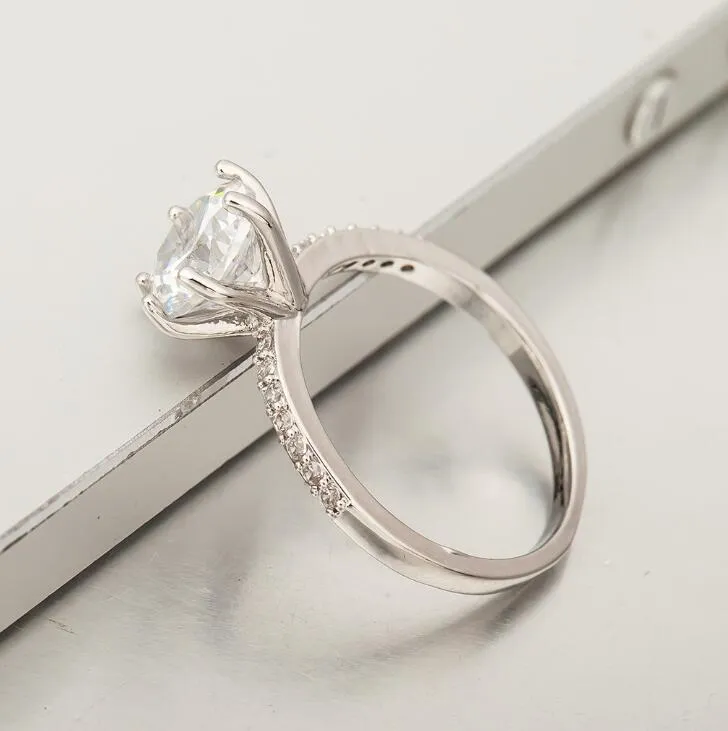 Bruids Bruiloft Sieraden Mode Crystal Ring Cubic Zirconia Ringen Rhinestone Verzilverd Ring voor Dames Engagement Party Sieraden