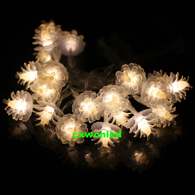 2m 20 LED Warm Wit Denne Cone Lamp Fairy String Light voor Party Bruiloft Kerstmis Home Room Decor Gift