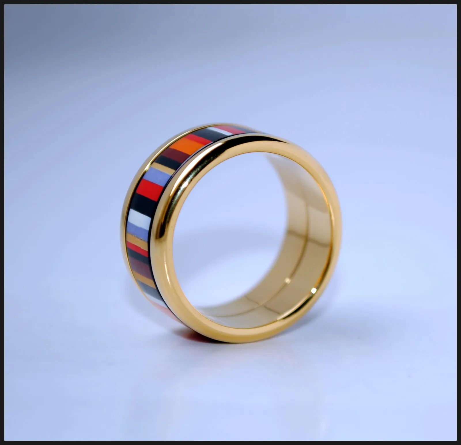 Khaki Stripe Series 18K gold-plated enamel rings Top quality ring for women band jewelry as gift