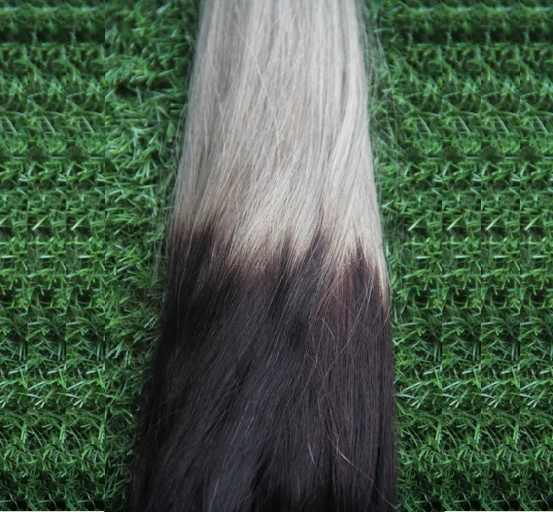 7Aマイクロループブラジル延長銀灰色のオンビアマイクロリングヘアエクステンション100Sマイクロループ人間の髪の伸縮