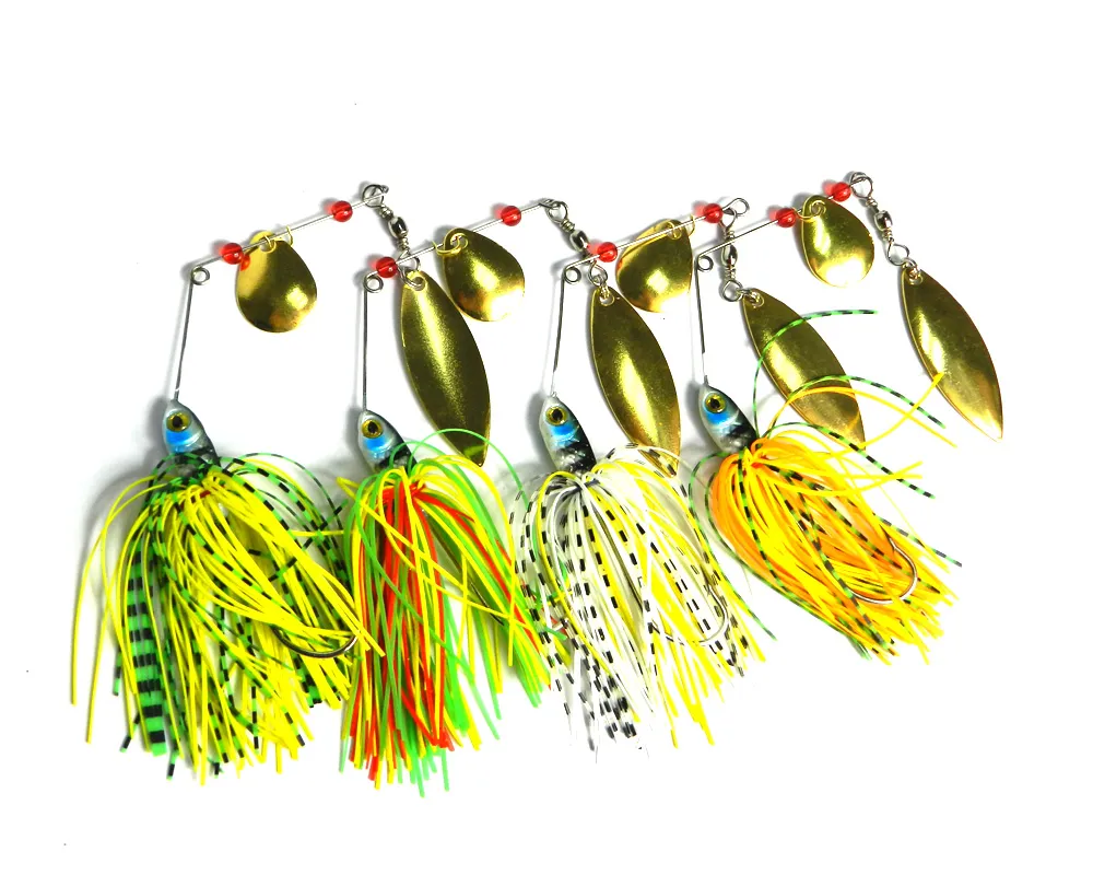 HENGJIA 4 stks/partij 17.4g 0.61 oz Spinner Aas Vissen Lokken Lepels Zoetwater Ondiepe Bas Snoekbaarzen Minnow Spinnerbait Lokt