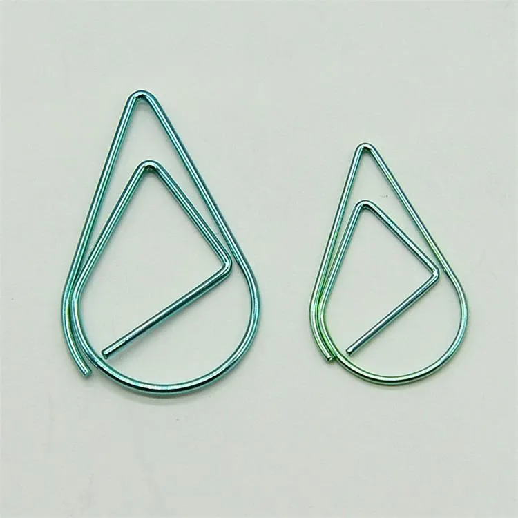 Gold Teardrop Binder Clips Chapado Spring Steel Metal Papel de modelado Marcador Memo Clips Filling Supplies Wholesale