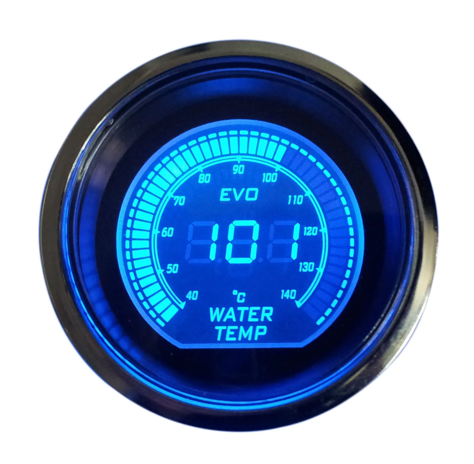 2 52mm Universal Water Temp Gauge With 12V Blue & Red LED Light, LCD Screen, And Car Digital