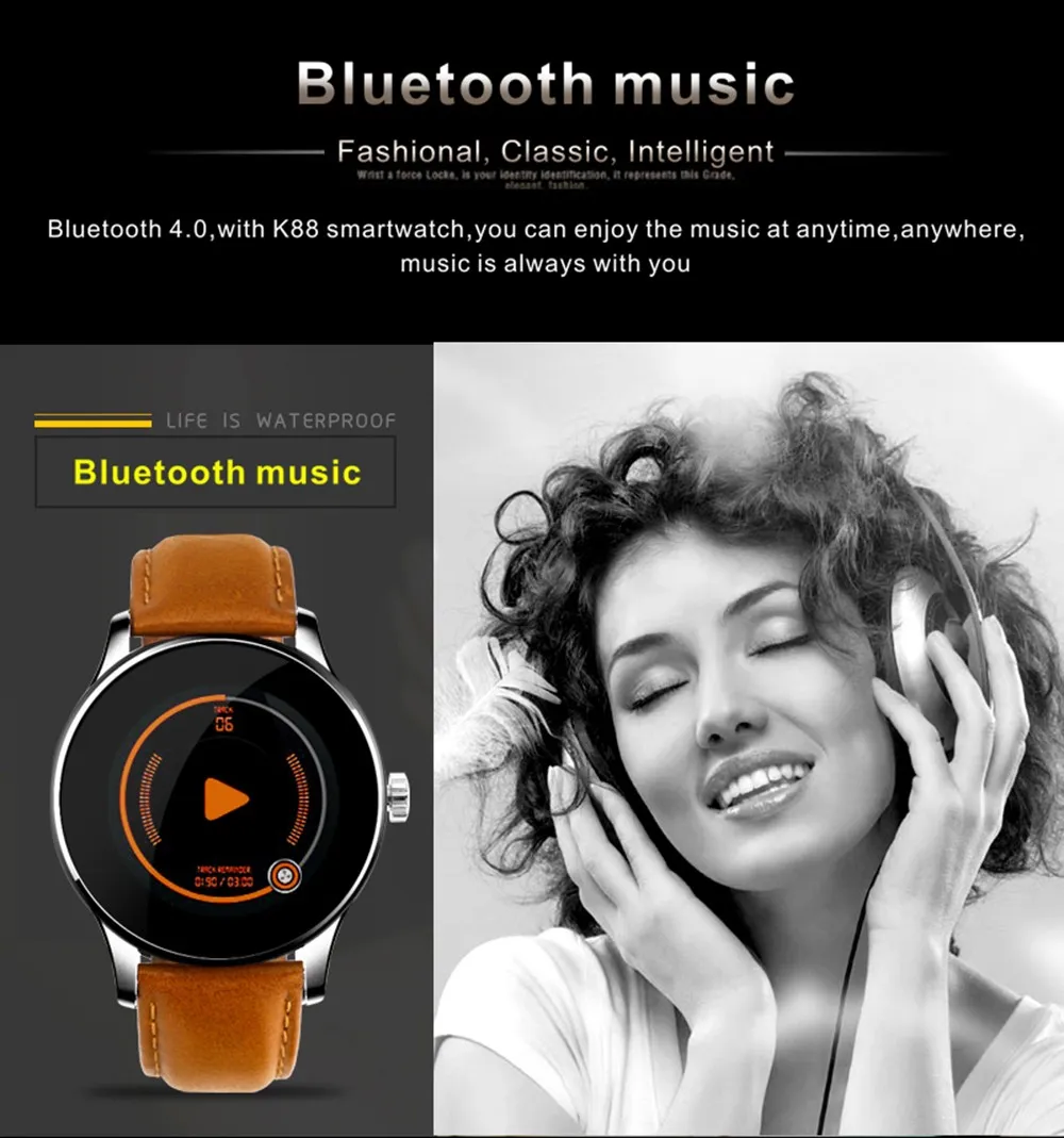 Newest K88H Smart Watch Bluetooth 4.0 With Heart Rate Monitor For IOS And Andoid Unisex Wearable Bluetooth Smart Watch With Waterproof IP54 From 48 43 DHgate