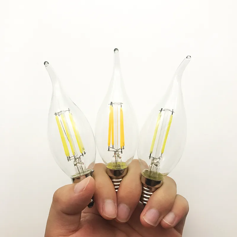 E12 E14 B22 E27 Filament LED candle light bulb 2W 4W 6W dimmable bulbs Replacing 60W Filament Bulbs LED SAA UL AC85-265V