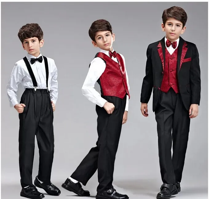 Custom Made Black Boy's Formal Occasion Children Wedding Suit Boys Attire Boy Suit Tuxedo Blazers Set F 1009