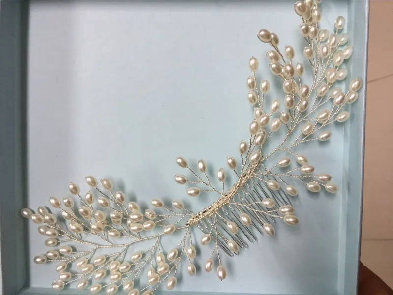 Romantic Ivory Pearl Bridal Hair Comb Wedding Hair Accessories Bridal Hair Vine Tiaras Bohemian Pearl Head piece