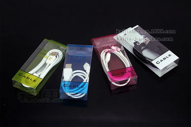 Wholesale Colorful High Class PVC Packaging For Data Cable For 1.5 Meters Long USB package Plastic Box