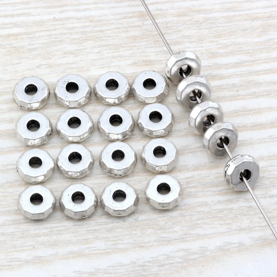 Mic 300pcs Antik Silver Zinc Alloy Smooth Cut Flat Spacer Pärlor 8mm DIY Smycken D28