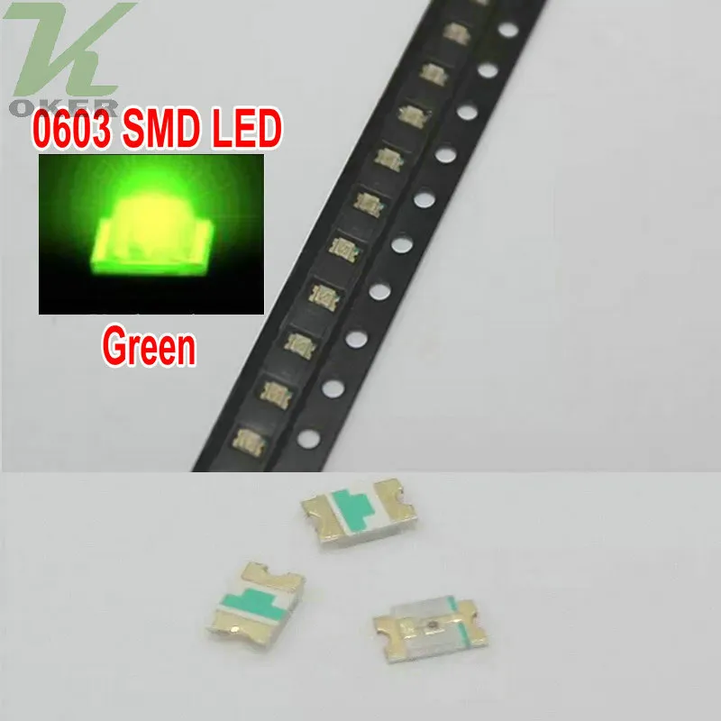 4000 Pçs / bobina SMD 0603 Jade LED Lâmpada Diodos Ultra Brilhante