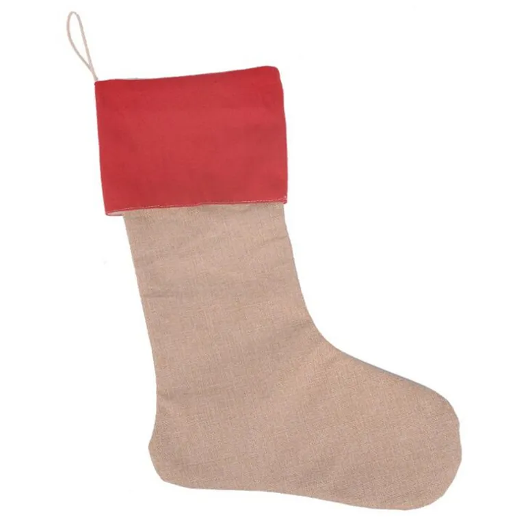 12 * 18INCH NYHET HÖG KVALITET CANVAS JULE STOCKING Presentkassar Xmas Strumpor Jul Dekorativa Socks Väskor 4543