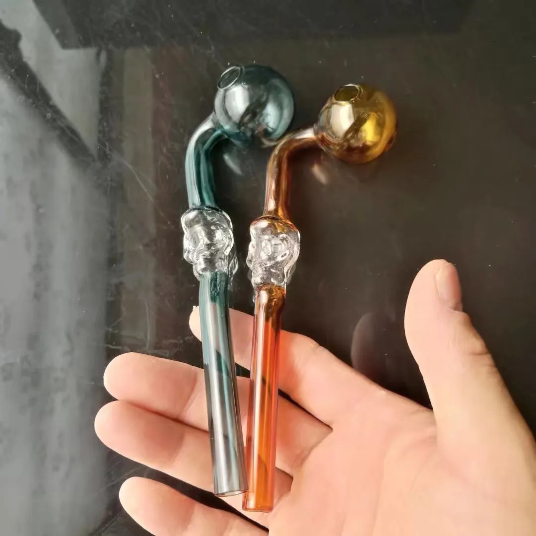 Pot de courbure de couleur de tête d'os transparent Accessoires de bongs en verre en gros, Pipe à eau pour fumer, Livraison gratuite